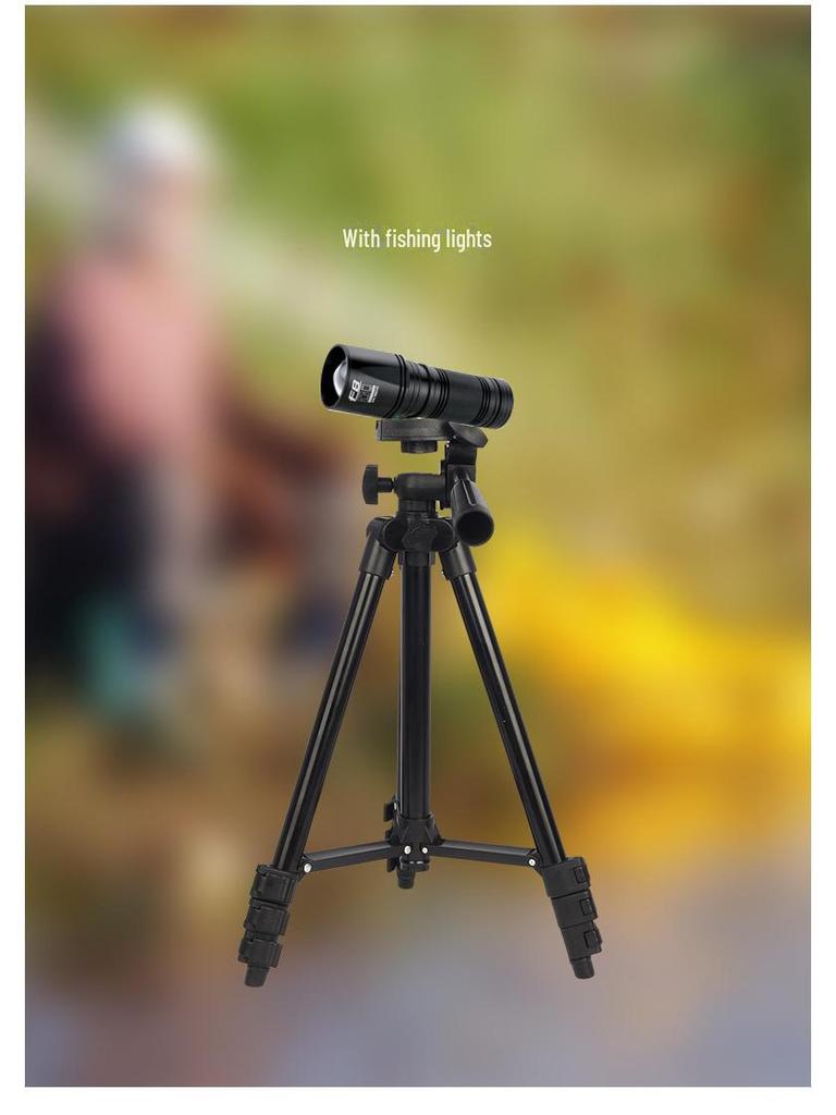 Черный штатив для прямой трансляции мобильного телефона высотой 1,1 м, телескоп с рыболовным фонарем и корпус из алюминиевого сплава.
