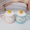 Cartoon Design Sense Ceramic Cup with Lid Spoon Oil Duck Microwave Oven Can Heat Water Cup Funny Mug Ceramic Cup