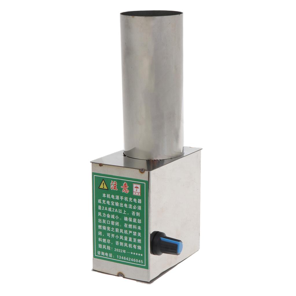 Adjustable Speed Controllers Blower Outdoor BBQ Wood Stove With Collector Tube Hair Dryer Portable 5V USB