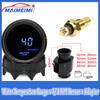 52mm Water Temperature Gauge Blue LED Light with 16mm-40mm Joint Pipe Adapter Black/Blue with Water Temp 1/8NPT Sensor