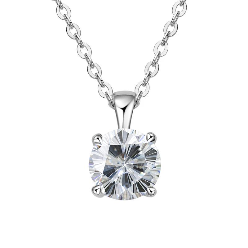 JoyceJelly Classic Four Prong 1ct Moissanite Necklace Women's 925 Silver Plated Gold Pendant Luxury Fine Jewelry