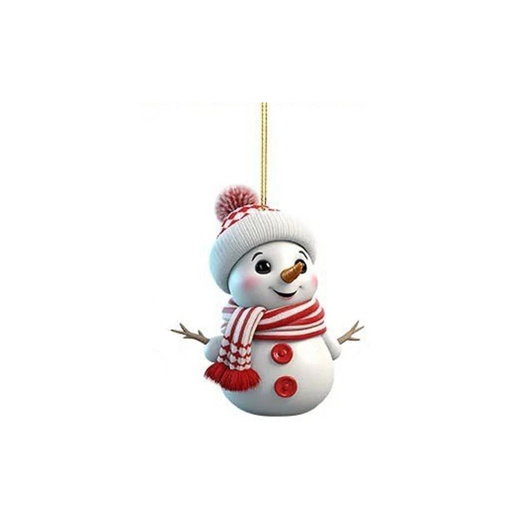 Christmas Ornament 2D Cute Cartoon Snowman Multi-Use Car Hanging Home Decor Festive Holiday Tree Pendant Decoration Set