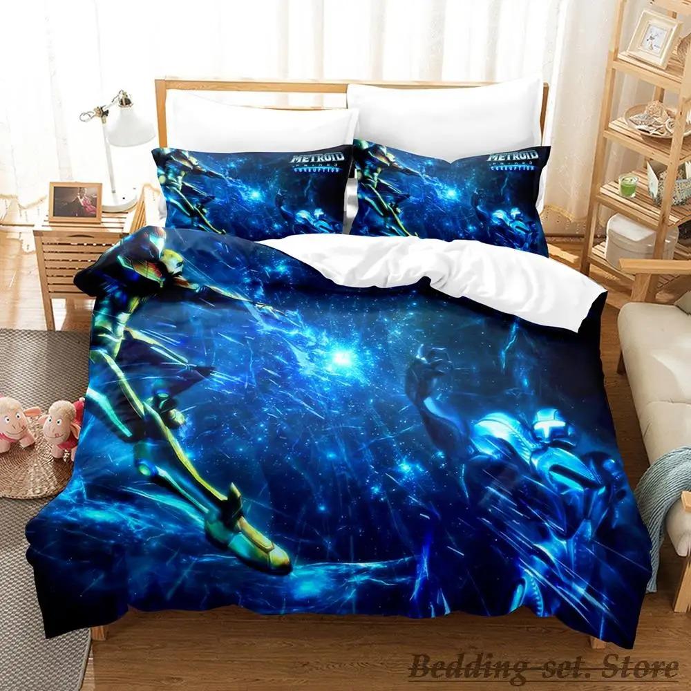 Metroid Prime Bedding Set Single Twin Full Queen King Size Bed Set Adult Kid Bedroom Duvetcover Sets Game Parure de lit Bed