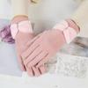 Plush Winter Velvet Gloves Solid Color  Gloves Fashion Bowknot Mittens  Cycling