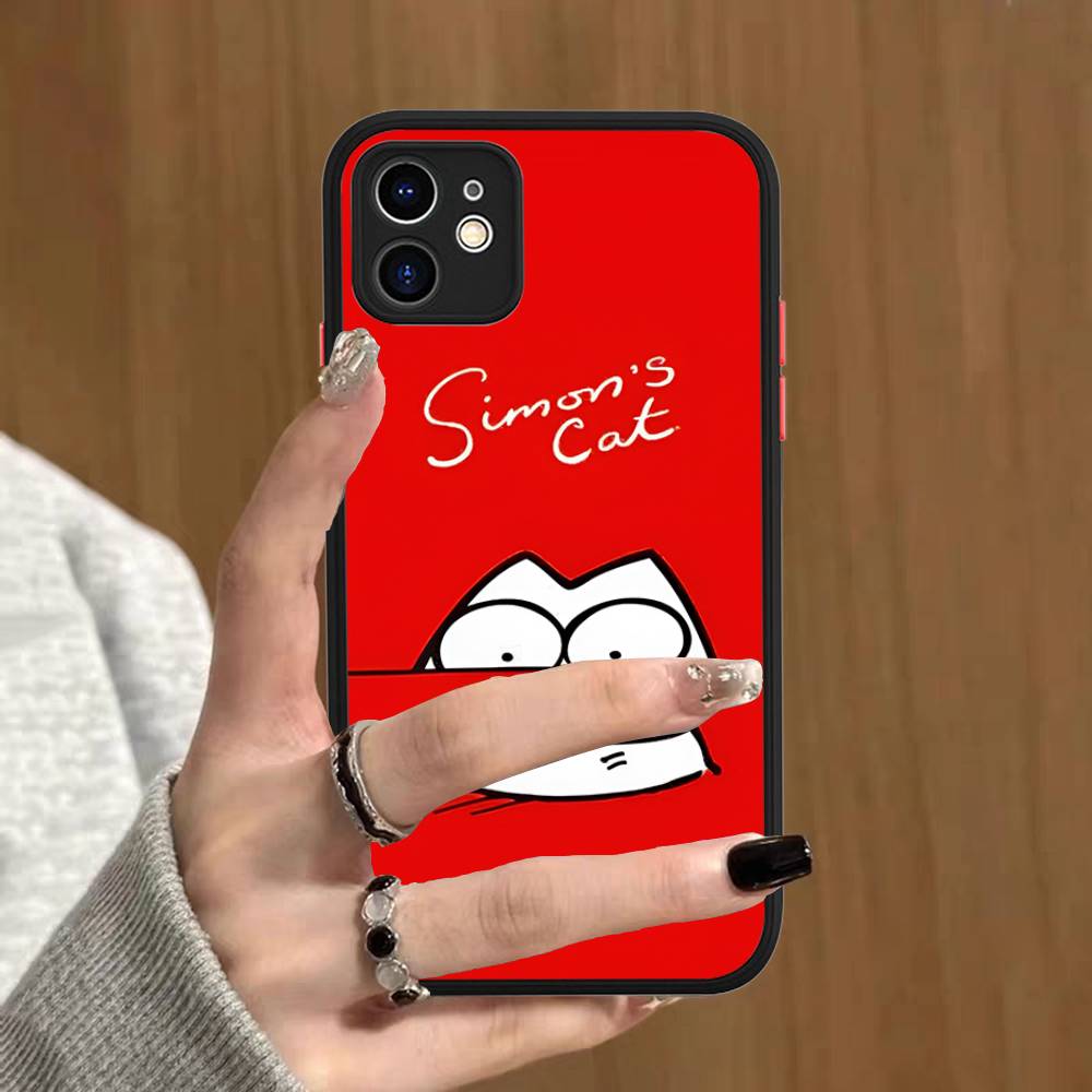 S-Simons-Cute-Cat For IPhone Air 16 15 14 Plus 13 12 11 Pro Max Matte Cover Jelly Shockproof Phone Case
