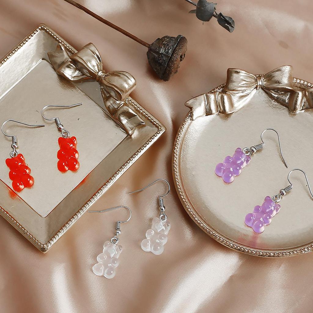1 пара 3,6 см милые разноцветные акриловые серьги с медведем для женских модных аксессуаров