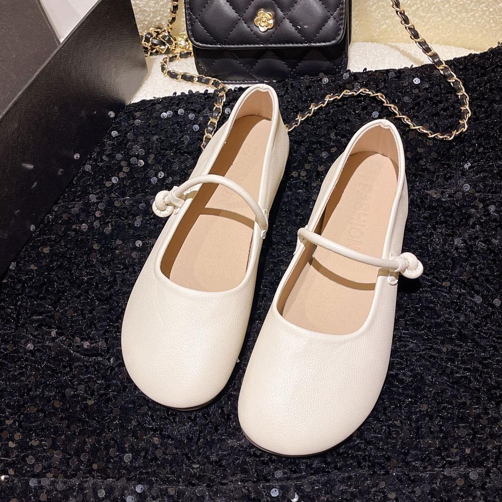 Нежные туфли Мэри Джейн женские 2025 новые весенние вечерние туфли на низком каблуке с круглым носком французские туфли с юбкой одинарные маленькие кожаные туфли