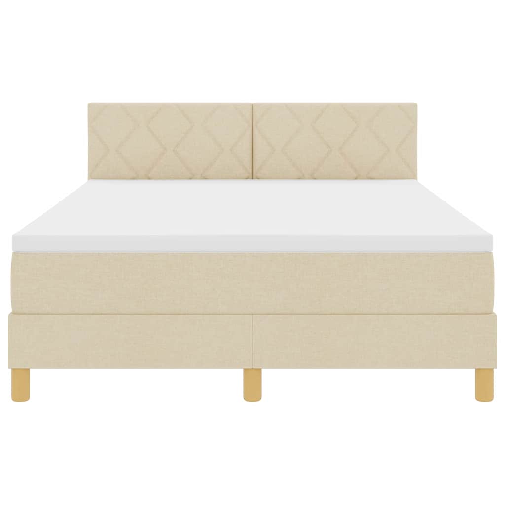 Box Spring Bed with Pillow and Headboard Cream 140 x 200 cm Fabric