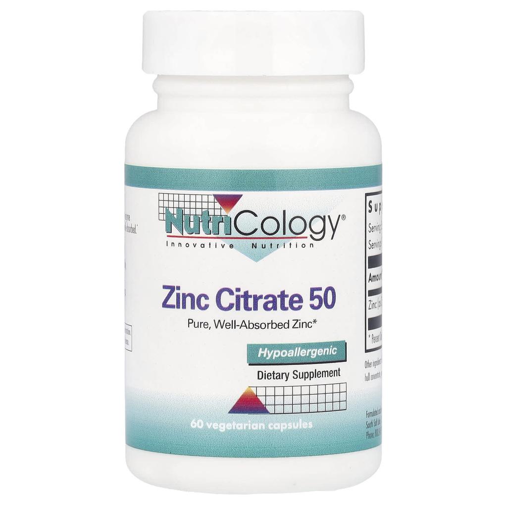 Nutricology Zinc Citrate 50, 60 Vegetarian Capsules