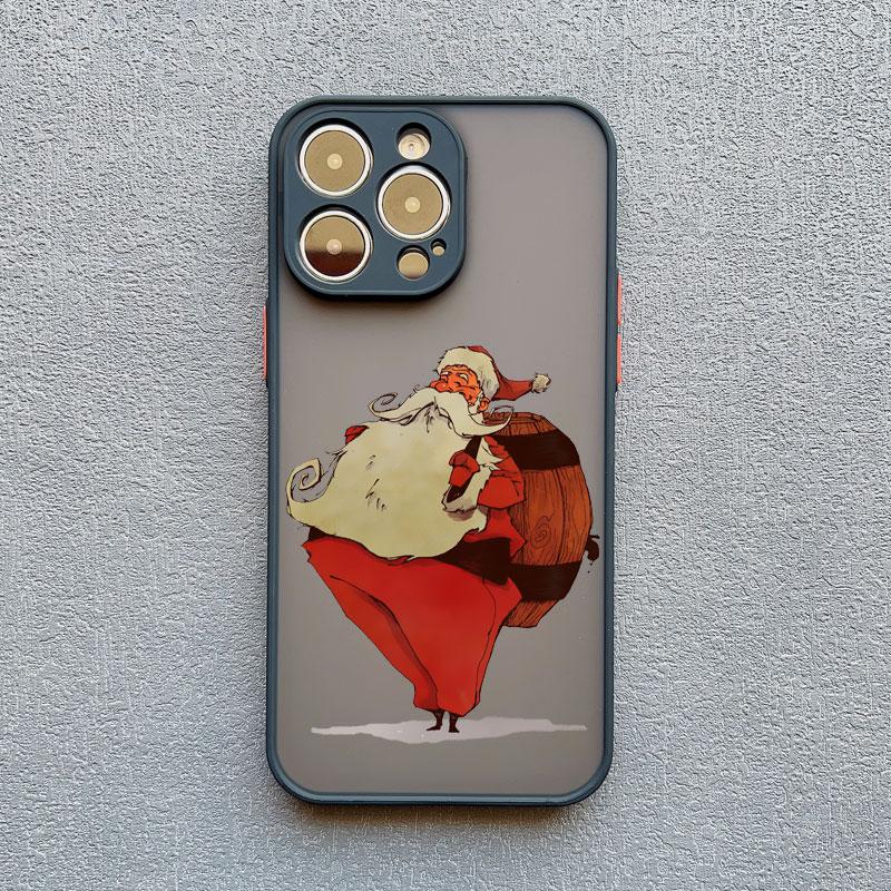 Роскошные мультяшные рождественские чехлы для телефона для IPhone 11 12 13 Mini Pro Max 14 15 16 Pro Max Plus XS XR X Простой ударопрочный чехол Санта