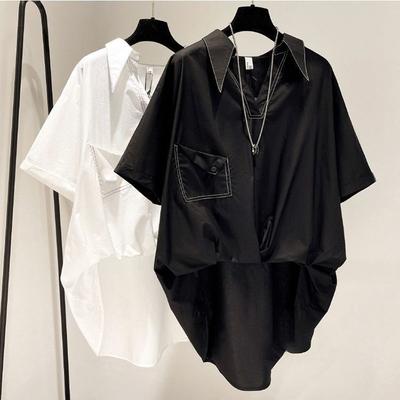 Нестандартные белые рубашки для женщин, летние свободные топы в корейском стиле с короткими рукавами