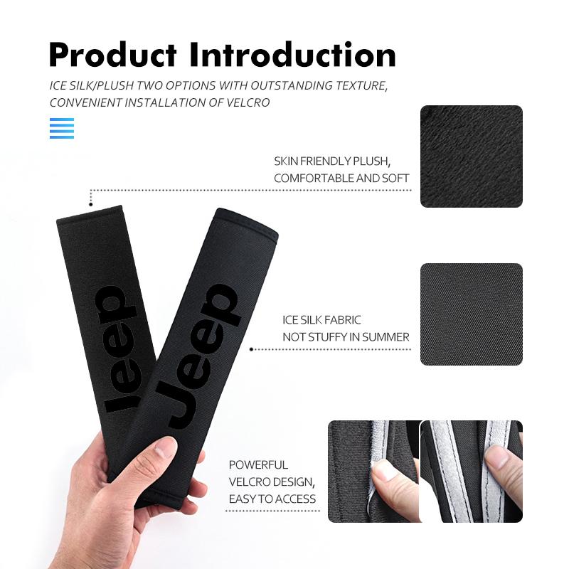 APK6 Universal Car Seat Belt Protector Shoulder Comfort Pad For Jeep Grand Cherokee Wrangler JK Renegade Gladiator Compass