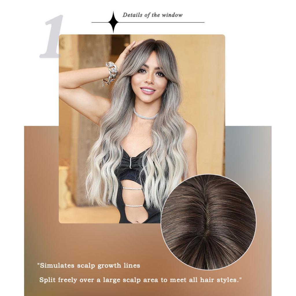 Женский имитационный парик, 70 см, волнистый парик, полный головной убор, сетка для волос в виде розы, головной убор, украшение для красоты, парик