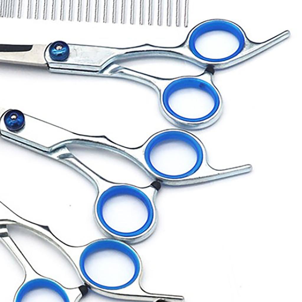Dog Grooming Scissors Kit Stainless Steel Comfortable Adjustable Screw Professional 6 In 1 Grooming