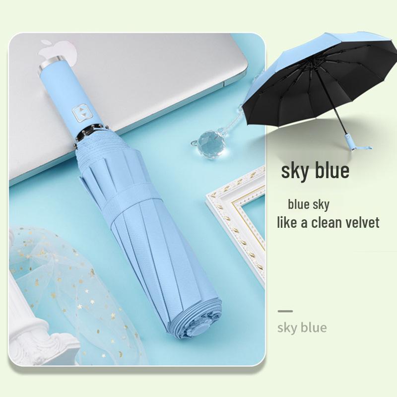 Ветрозащитный автоматический складной зонт с 10 спицами и черным клеем - Защита от солнца и затенение