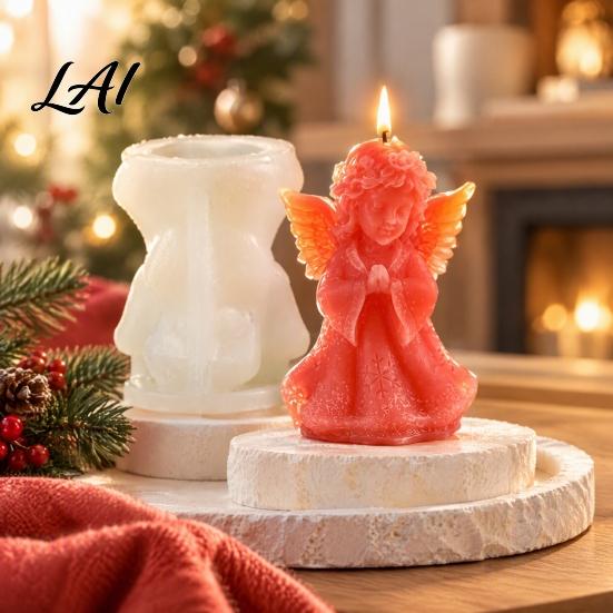 Holiday Handmade Gift Making Angels Cherub Silicone Candle Mold 3D Angel Resin Casting Mold Figure Chocolate for DIY Craft Scented Candles