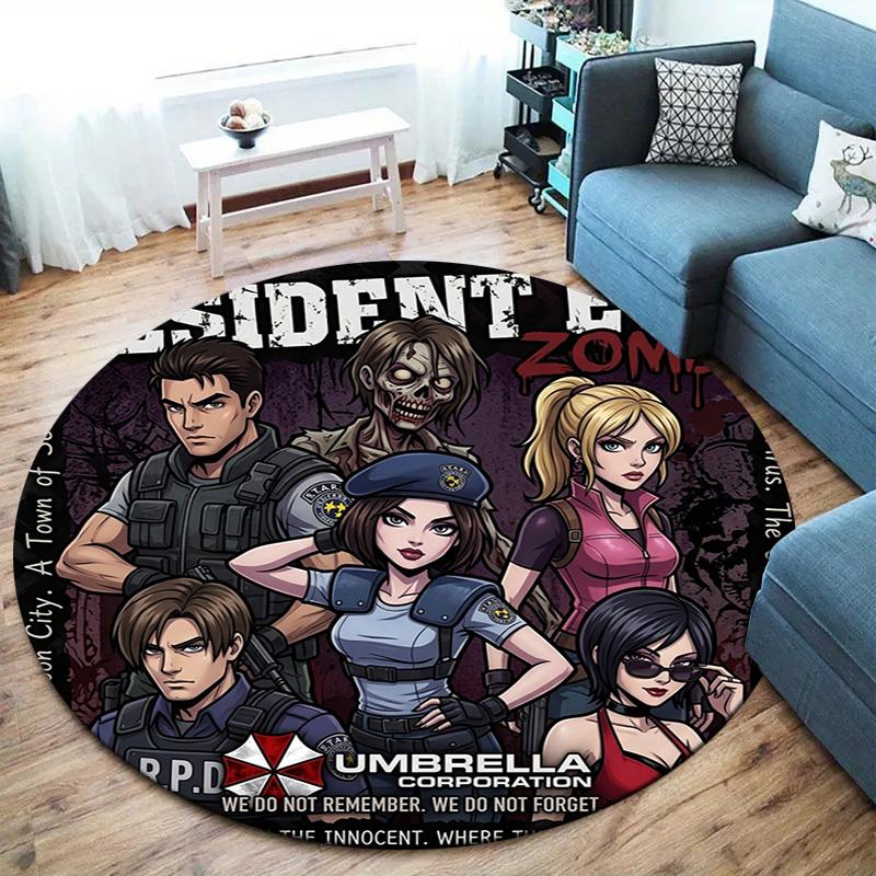 Resident Evil Round Area Rug Carpet Rug For Living Room Bedroom Sofa Playroom Decor Nonslip Floor Mat