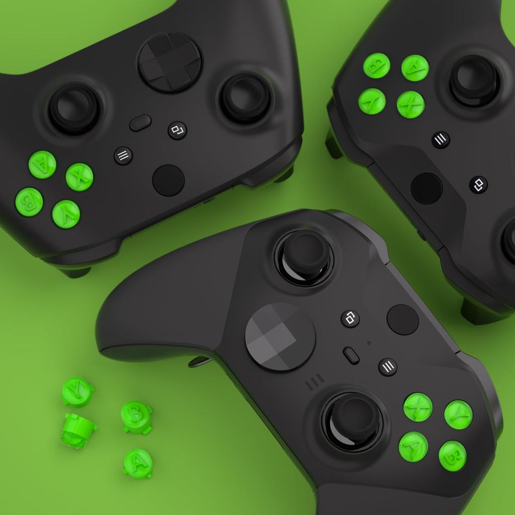 eXtremeRate Replacement Custom ABXY Action Buttons for Xbox Series X Classic Symbol ABXY Keys for Xbox One and Elite & S, 3-Tone S/X V1/V2 [Green]