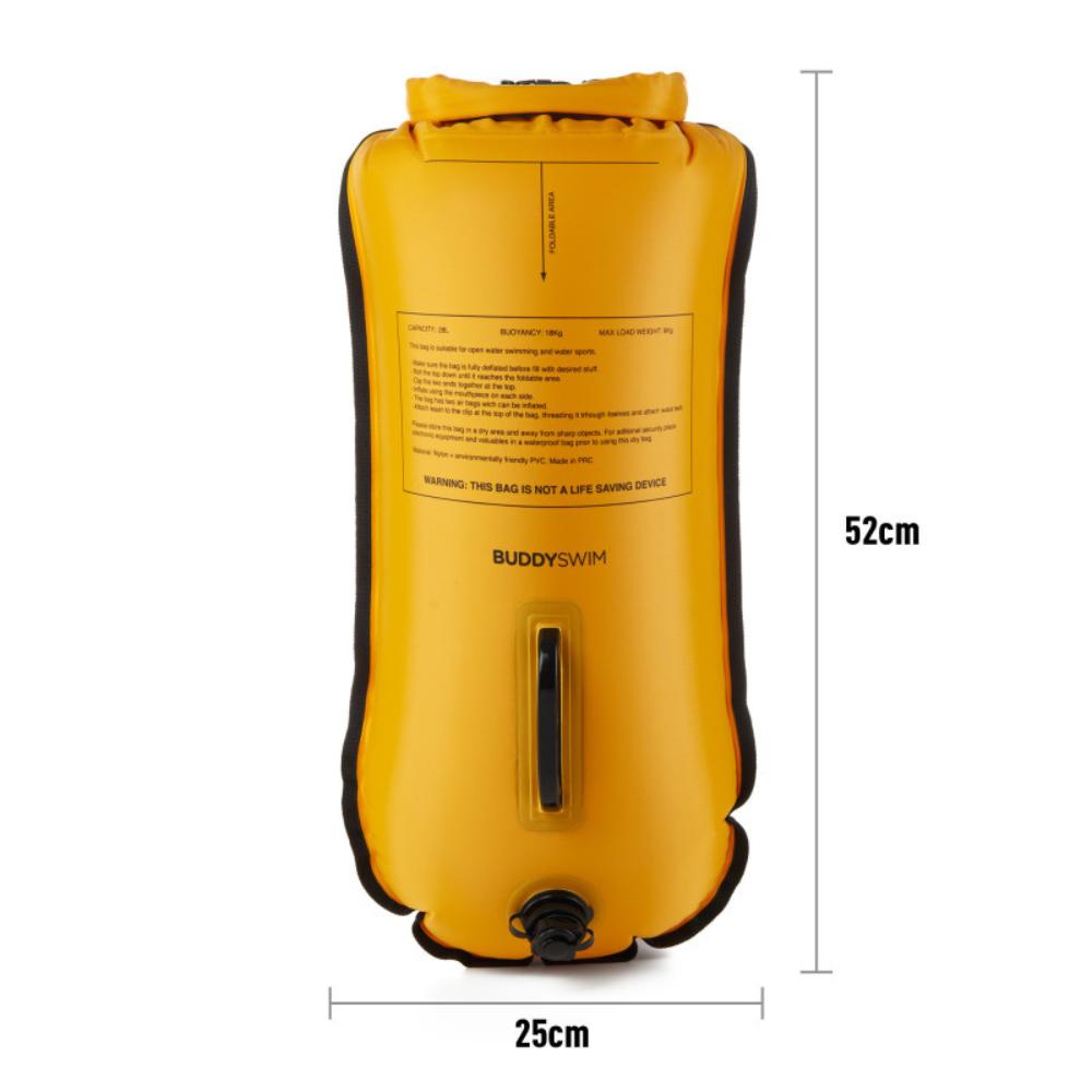 BuddySwim Safety Swimming Buoy 28l Yellow + Cap