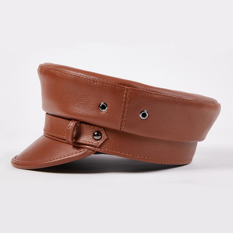 EFei зимняя мужская шляпа из натуральной кожи, мужская кепка в стиле ретро с плоским верхом, локомотив, военные кепки