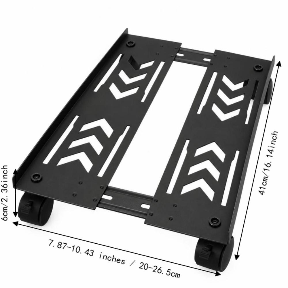 4 Caster Wheels Computer Tower Stand Carbon Steel Adjustable PC Tower Stand PC Stand For Students