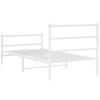 Metal Bed Frame with Headboard and Footboard White 100 x 190 cm