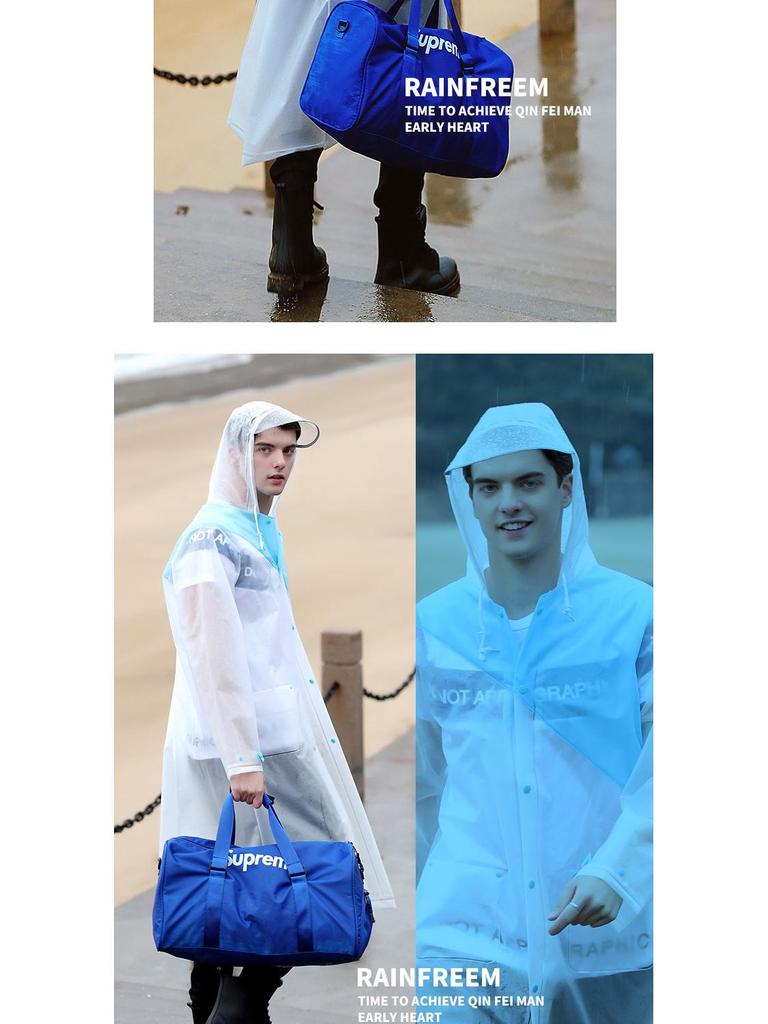 Qinfei Unisex Long Travel Rain Poncho with High-Frequency Heat-Pressed Seams