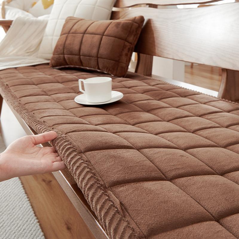 Crystal Velvet Sofa Cushion Autumn and Winter Non-Slip Seat Cushions Thickened Solid Wood Sofa Cover Seat Cushion