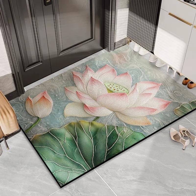 Коврик из шелка для двери Lotus, грязезащитный коврик для двери, стойкий к грязи, пылеудалению, может быть изготовлен на заказ