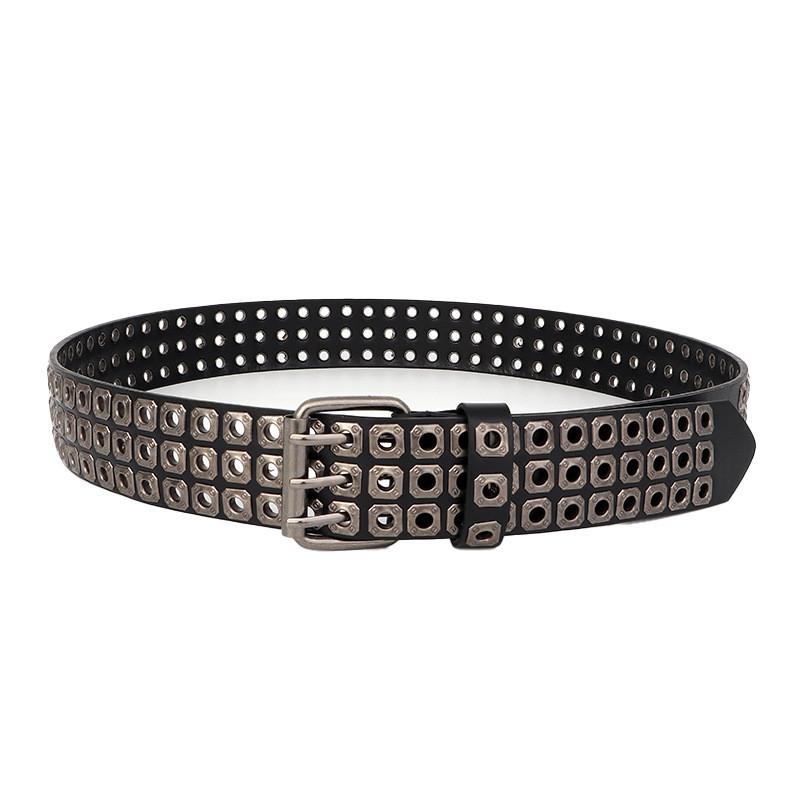 Punk Womens Rock Leather Belt With Rivet Eyelet Design For Styles Streetwear