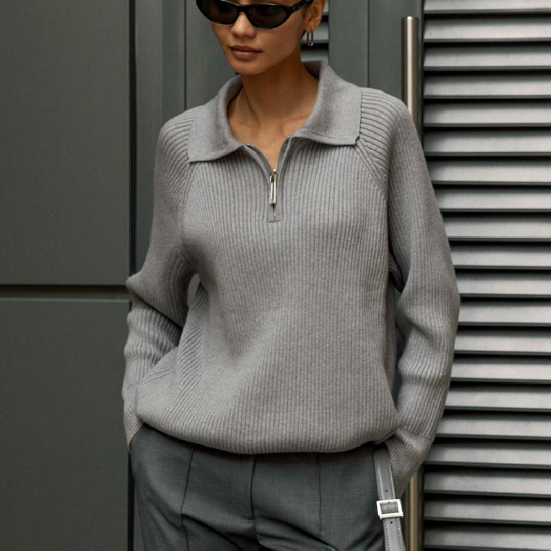 Новый тренд в свитерах для девочек осенью и зимой, универсальный, простой и повседневный свитер с воротником-поло и лацканами