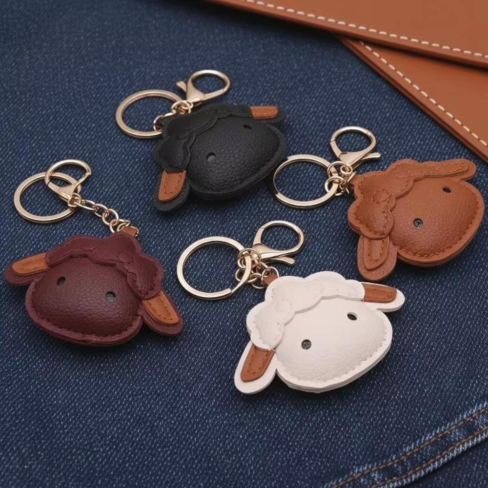 Cute Lamb Keyring Cartoon Car Key Ring Fashion Sheep PU Leather Keychain  Goat Ornament