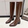 Fashion High-heeled French Long-tube Knight Boots for Women 2025 New Autumn and Winter Temperament Pointed Toe Retro Boots