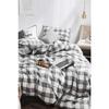 Простыни на резинке, комплект пододеяльников, одинарный, в мелкую клетку, большой, серый