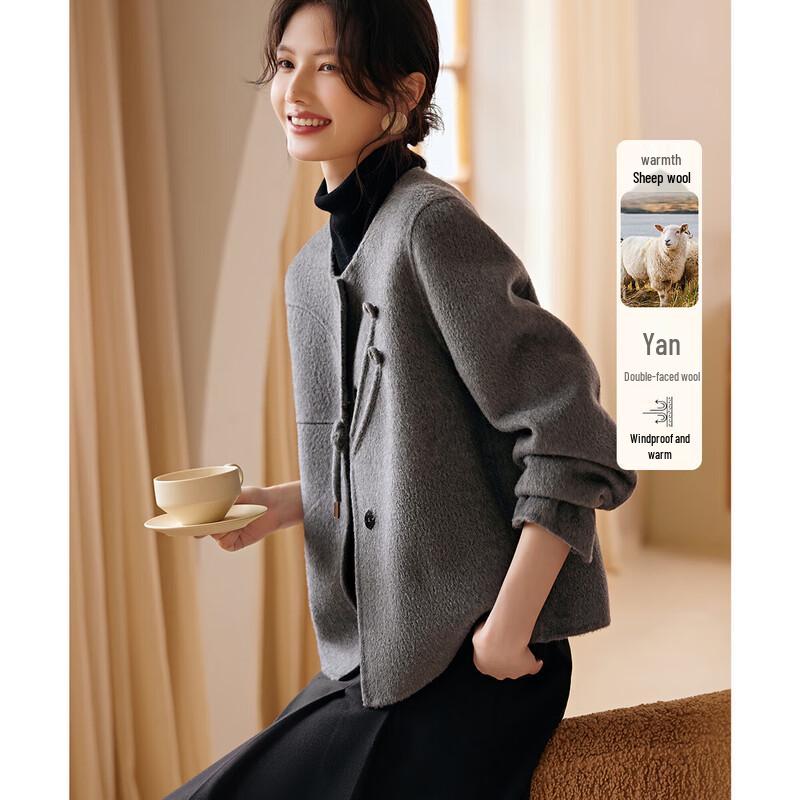 XWI Women's New Chinese Style Toggle Button Wool Coat