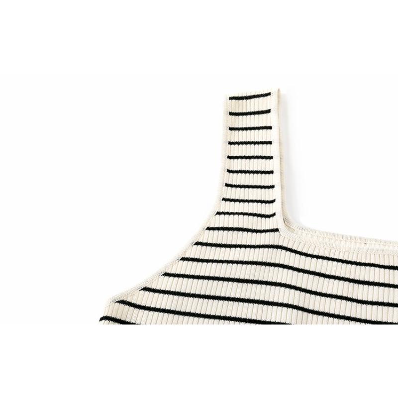 Plus Size Women's Square Neck Knit Sweater Women's Tops Spring and Summer Striped Bottoming Inner Camisole Tank Tops