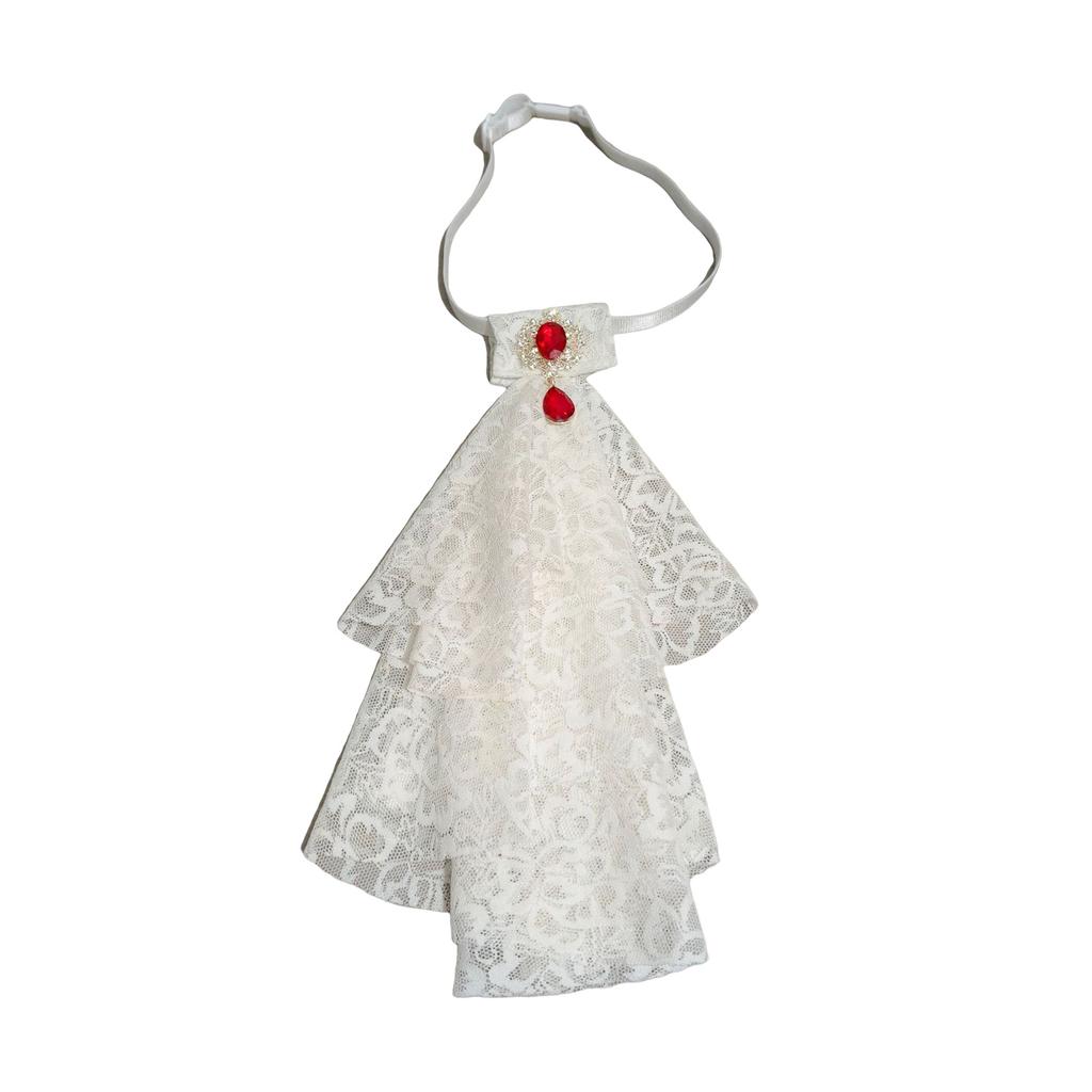 Women's Multilayer Lace Ruffle Crystal Faux Collar Gothic Victorian Detachable Jabot Collar Steampunk Clothing Accessory