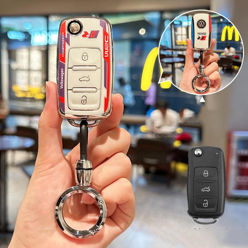 Для VOLKSWAGEN ТПУ Чехол-оболочка для складного автомобильного ключа For Volkswagen VW Polo Golf Passat Tiguan Beetle Caddy T5 Up Eos Брелок