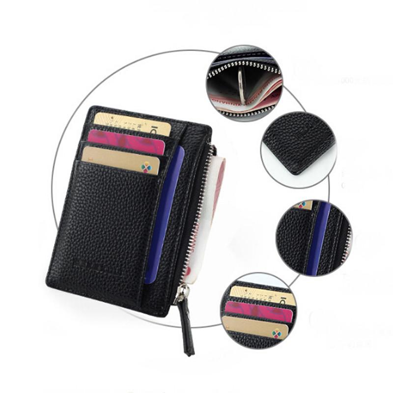 Mini Pu Leather Card Holders Women Zipper Wallet Bag Purse Small Men Wallet Pocket Ultra Thin