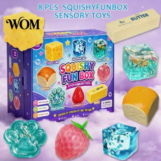 Decompression Sensory Toy 4/8/25Pcs Stress Relief Squeeze Toy, Anxiety Reduction Soft Fidget Stretchy Party Favors for Kids Adults
