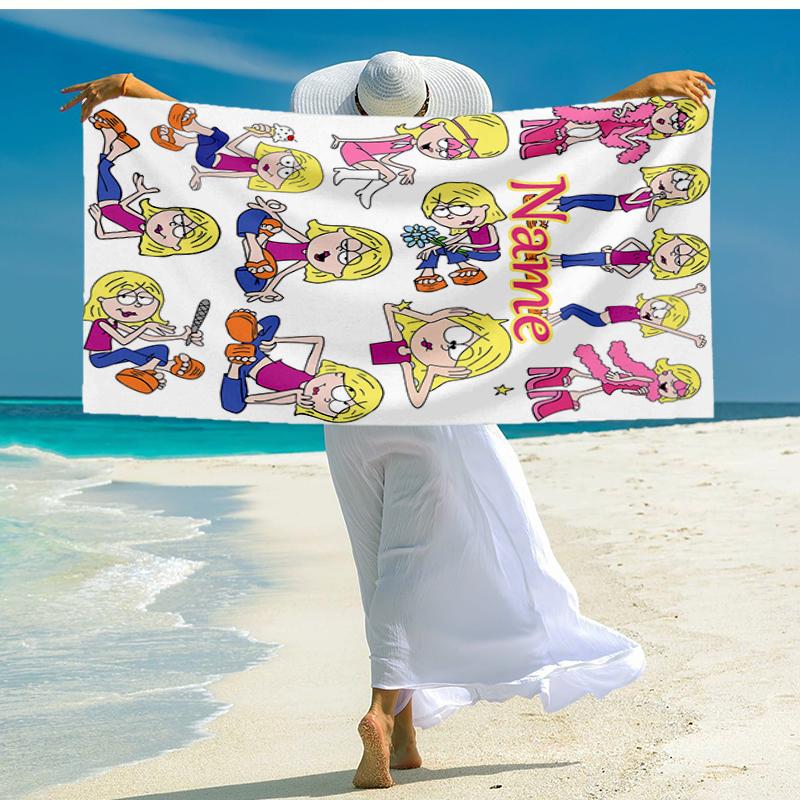 Custom Name Ultra-Soft Beach Towel with Lizzie McGuire Theme,Ideal for Pool - Camping, Diving - Perfect Travel Essential, Vibrant Beach Towel.