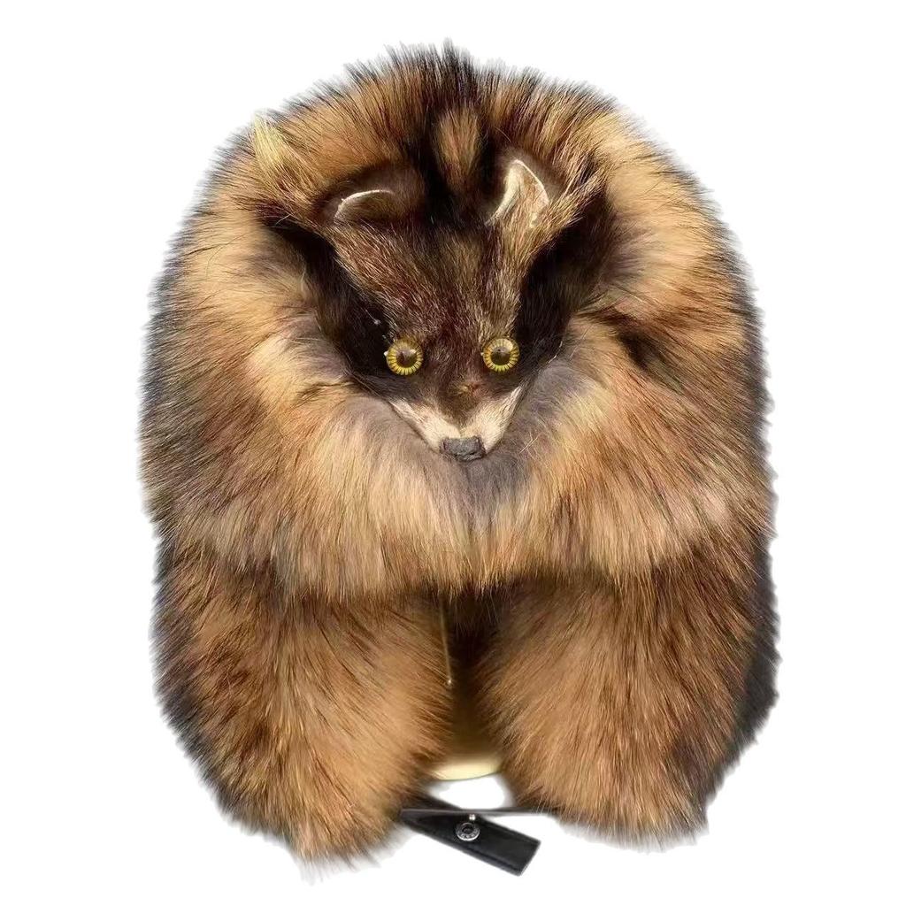 Зимняя шапка Лей Фэн из натурального лисьего меха: Универсальная, теплая шапка для мужчин и женщин с акцентами из меха енота