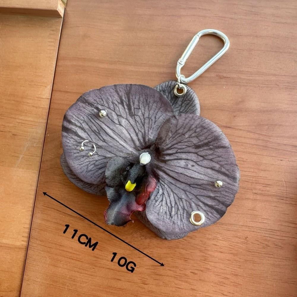 Gifts Phalaenopsis Orchid Keychain Cloth Backpack Hangings Decor Simulation Flower Keyring  Bag