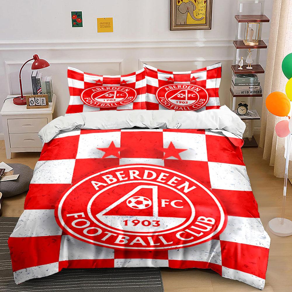 Aberdeen FC Patterned Bedding Set Bedding Duvet Cover Set Duvet Cover Pillowcases (1 * Duvet Cover 2 * Pillowcases, without duvet insert)