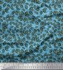Blue Poly Crepe Fabric Dots & Beach Leaves Decor Fabric Printed Metre 42 Inch