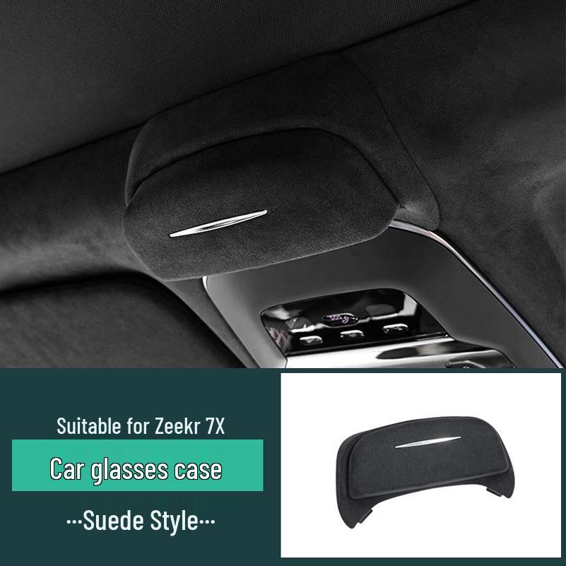 Zeekr 001 Sun Visor Suede Organizer: Multi-functional Car Sunglass Clip & Receipt Holder