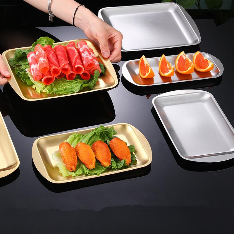 Rectangular Non-Stick Bread Cake Baking Tray Stainless Steel Cookie Cooking Pan Steamed Sausage Dishes Fruit Grill Fish Plate