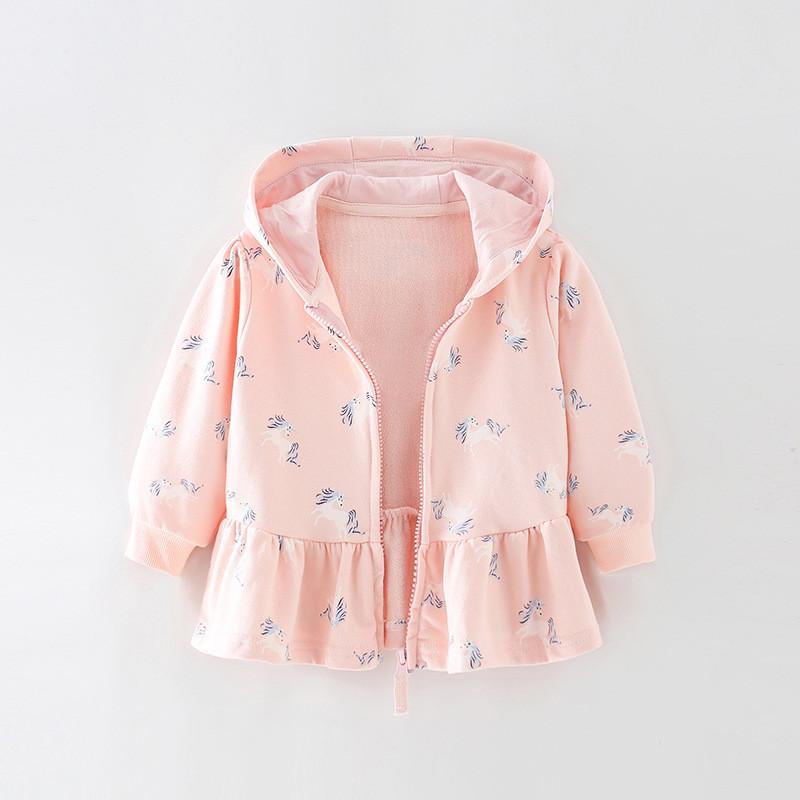Girl Autumn Jacket With Hood And Zipper For Kids