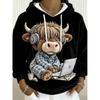 Womens Flannel Hooded Sweatshirt With 3D Dog Print - Cozy Casual Long Sleeve Top Winter
