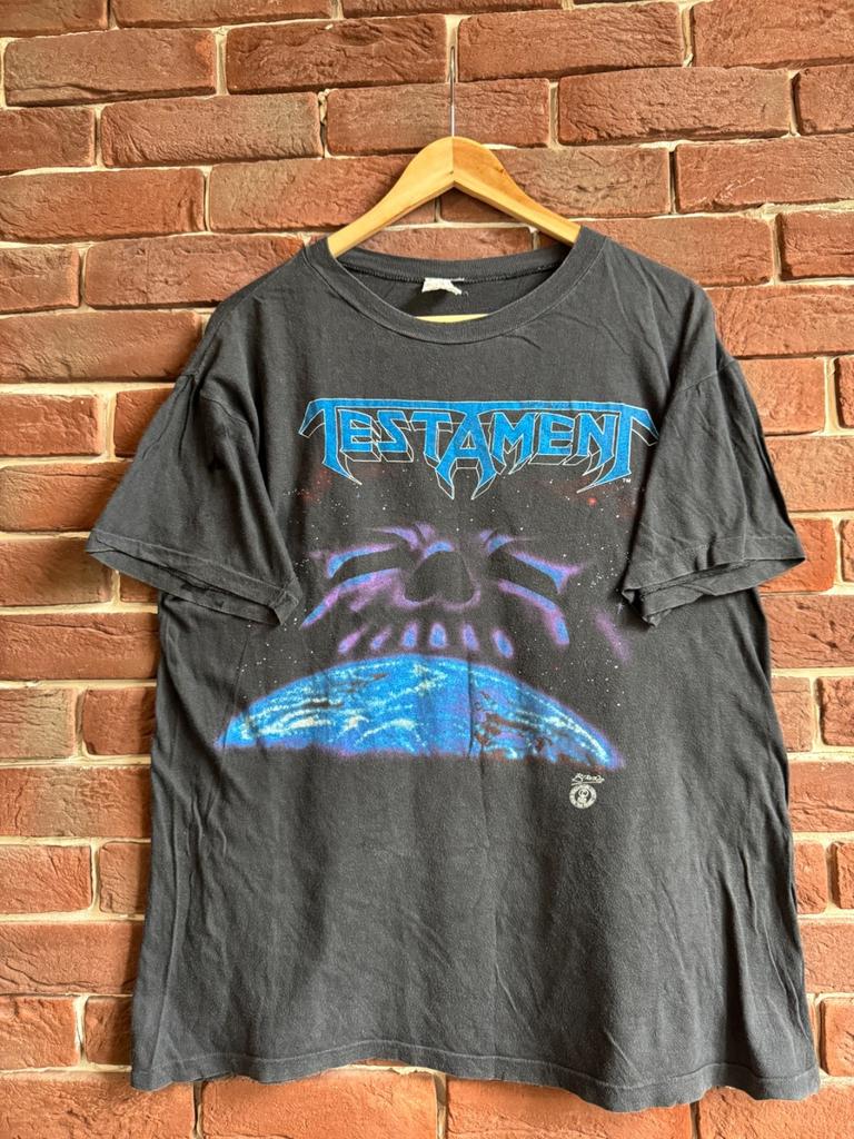 Винтажная футболка TESTAMENT Евро Тур Метал-группа 1988 года Размер L Черная Унисекс